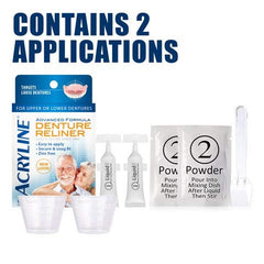 Acryline denture reliner zinc-free formula supports comfortable wear.