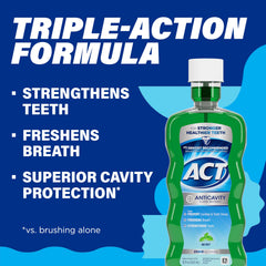ACT Anticavity Mint Mouthwash two-bottle pack for family use