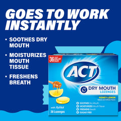 Lozenge blister pack displayed for easy dispensing and quick dry mouth relief.