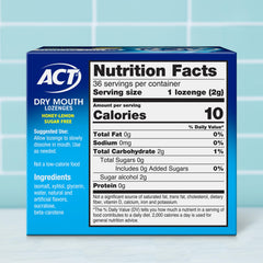 ACT Dry Mouth Lozenges Honey-Lemon pack shown for travel-friendly relief and convenience.