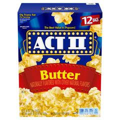 ACT II Butter microwave popcorn bags ready to pop for a quick snack.
