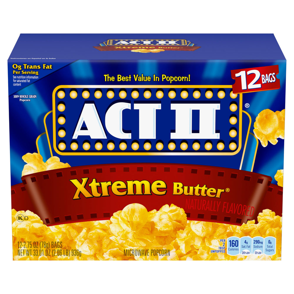 ACT II Xtreme Butter popcorn bags ready for family movie night