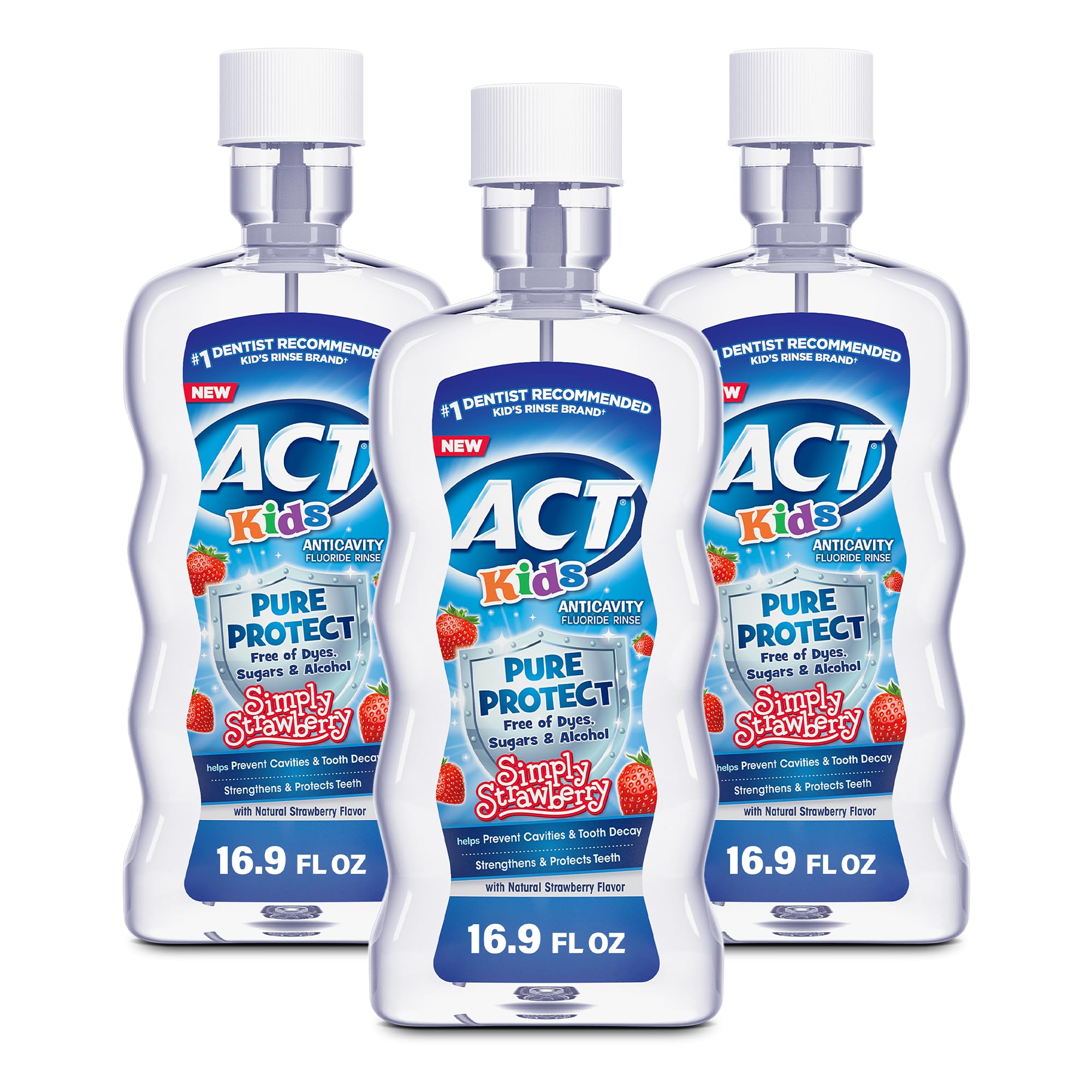 ACT Kids anticavity mouthwash bottle in strawberry flavor for a tasty daily rinse