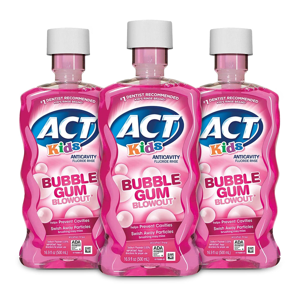 ACT Kids anticavity mouthwash bubble gum bottle for kid-friendly cavity protection