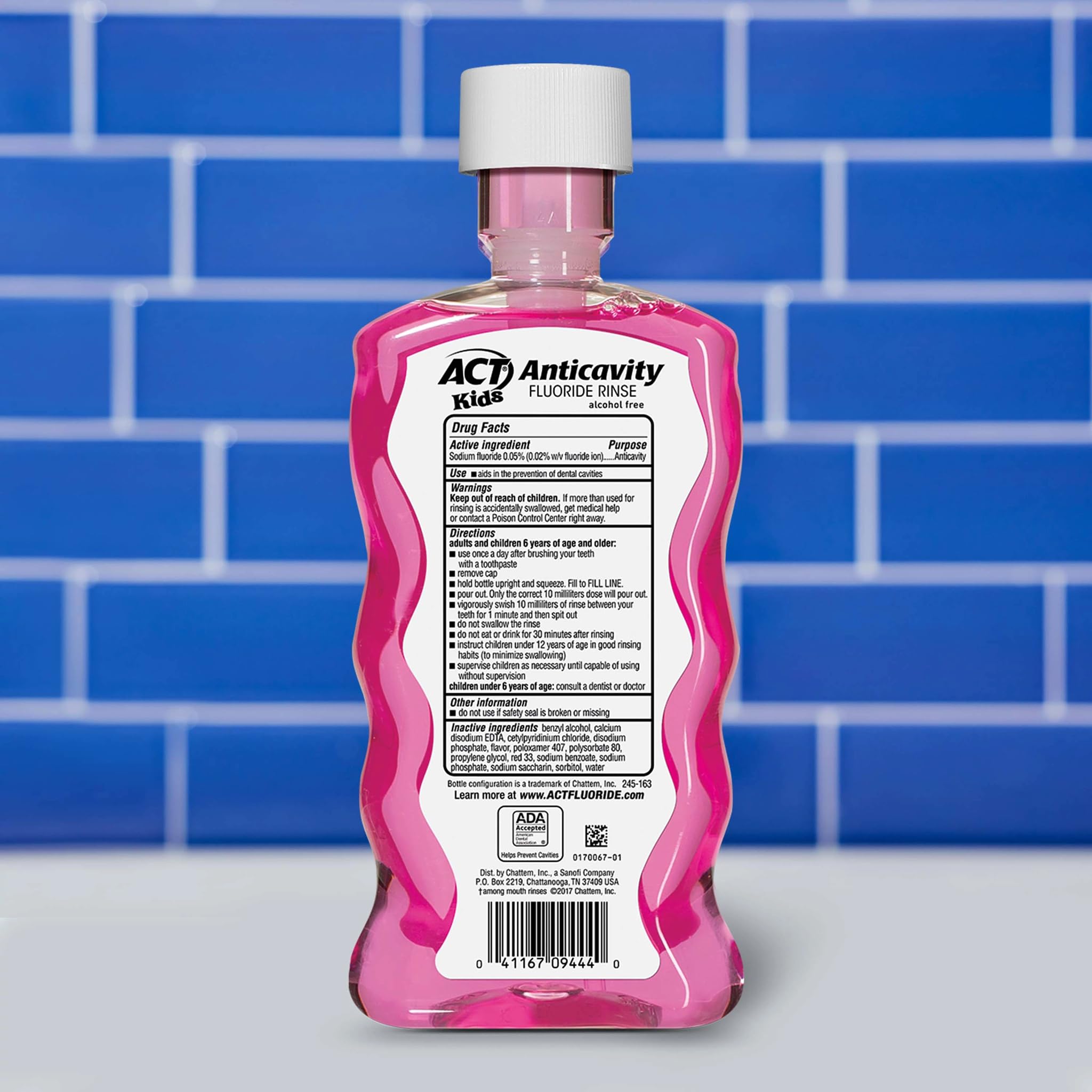 ACT Kids anticavity mouthwash dosing cup showing accurate dosing