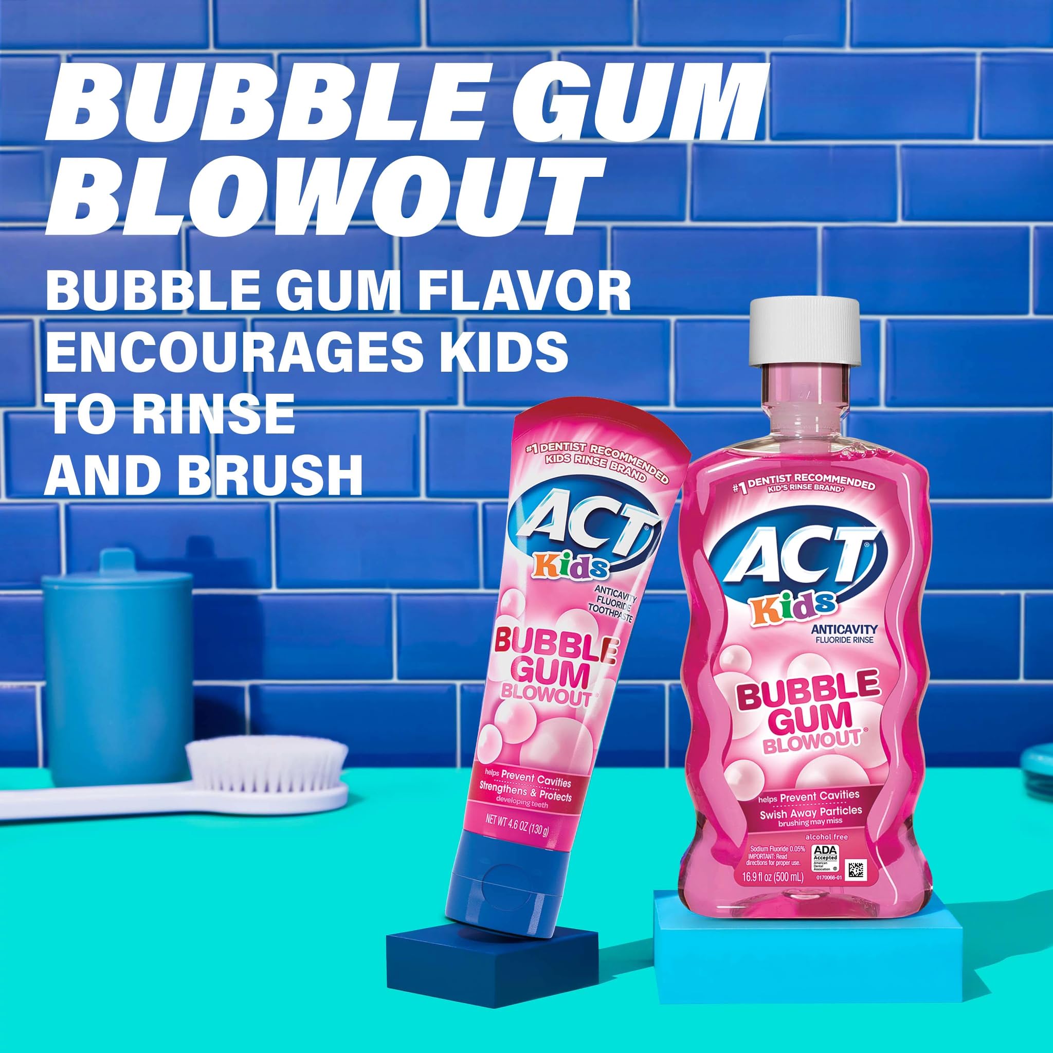 ACT Kids anticavity mouthwash pack of three bottles for family use