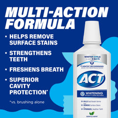 ACT whitening mouthwash bottle on bathroom counter ready for daily use