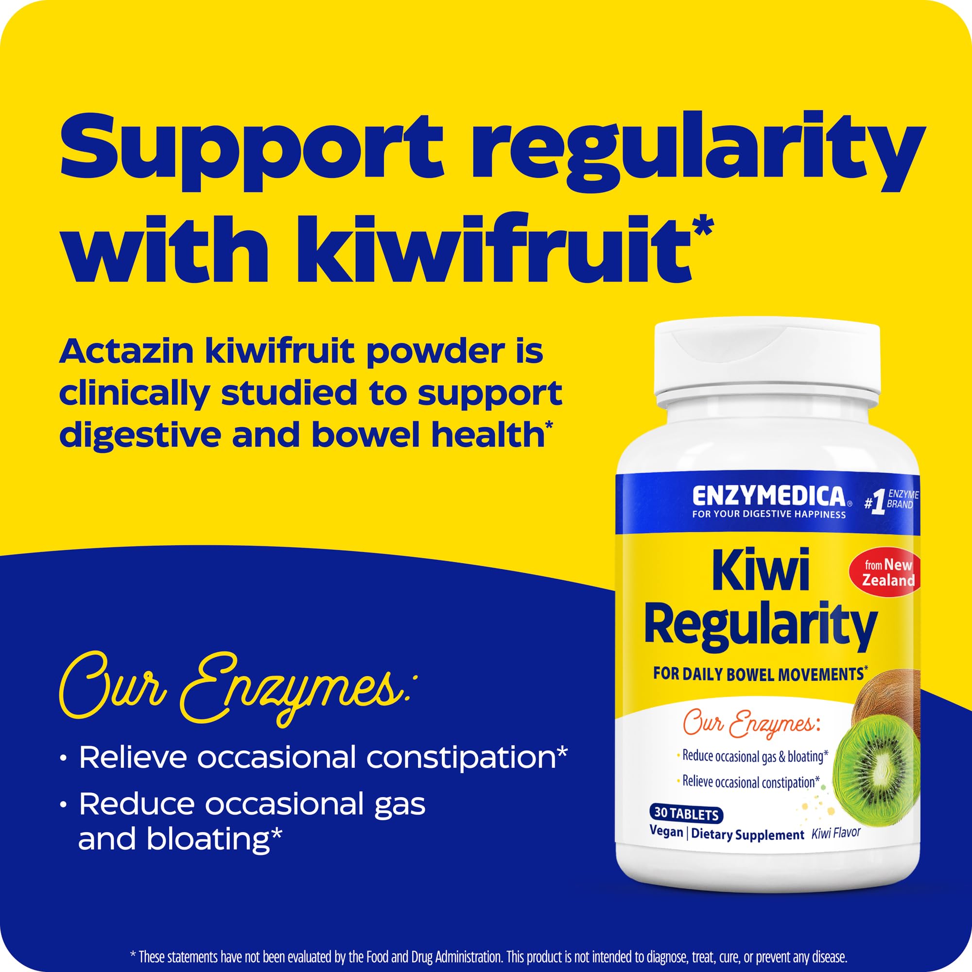 Actazin kiwifruit powder in cold-press form highlighted for digestive health.
