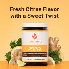 ActivatedYou Morning Complete being poured into a glass for steady energy.
