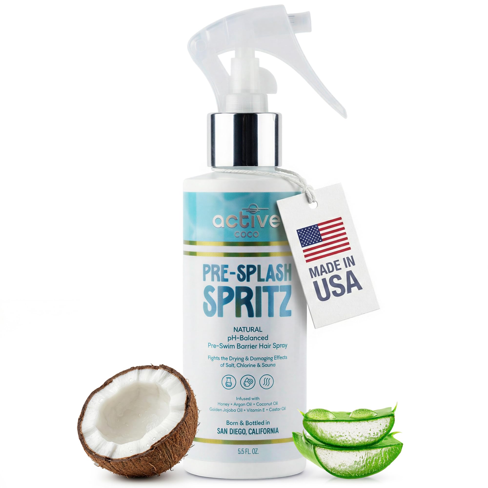 Active COCO Pre-Swim Protect Spray bottle ready for chlorine and sun protection
