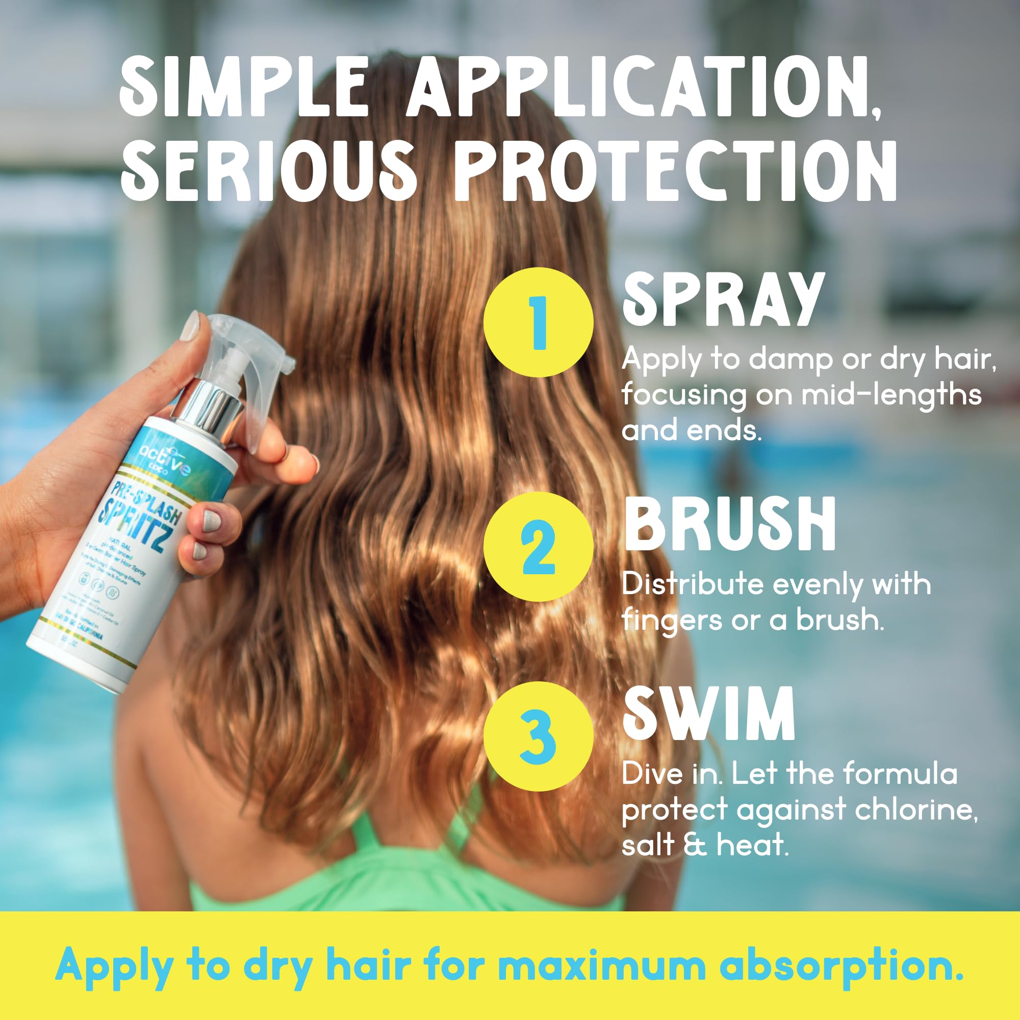 Active COCO Swimmer on the beach using the spray in routine