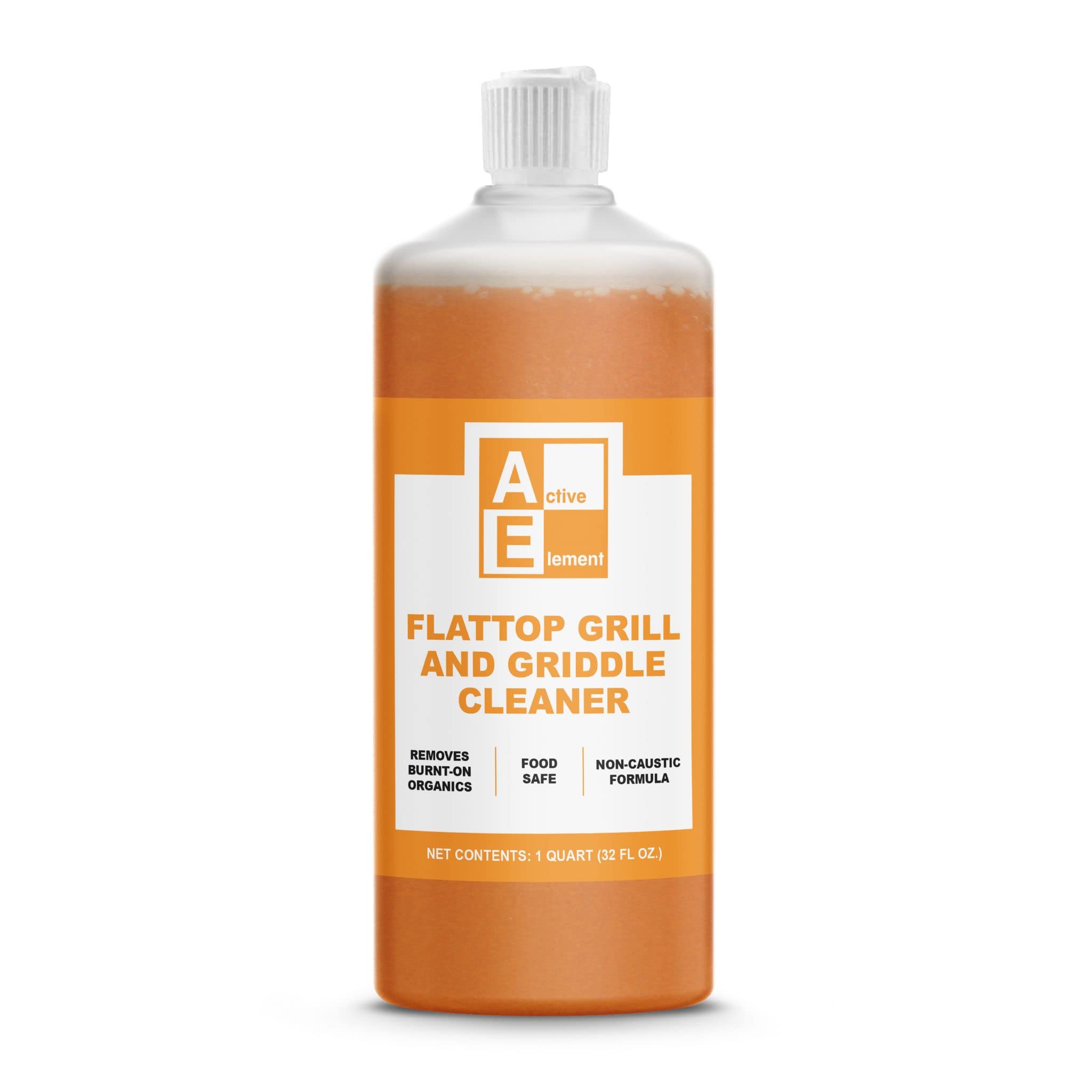 Active Element Flat Top Grill Cleaner 32oz bottle for easy application and deep cleaning on greasy griddles