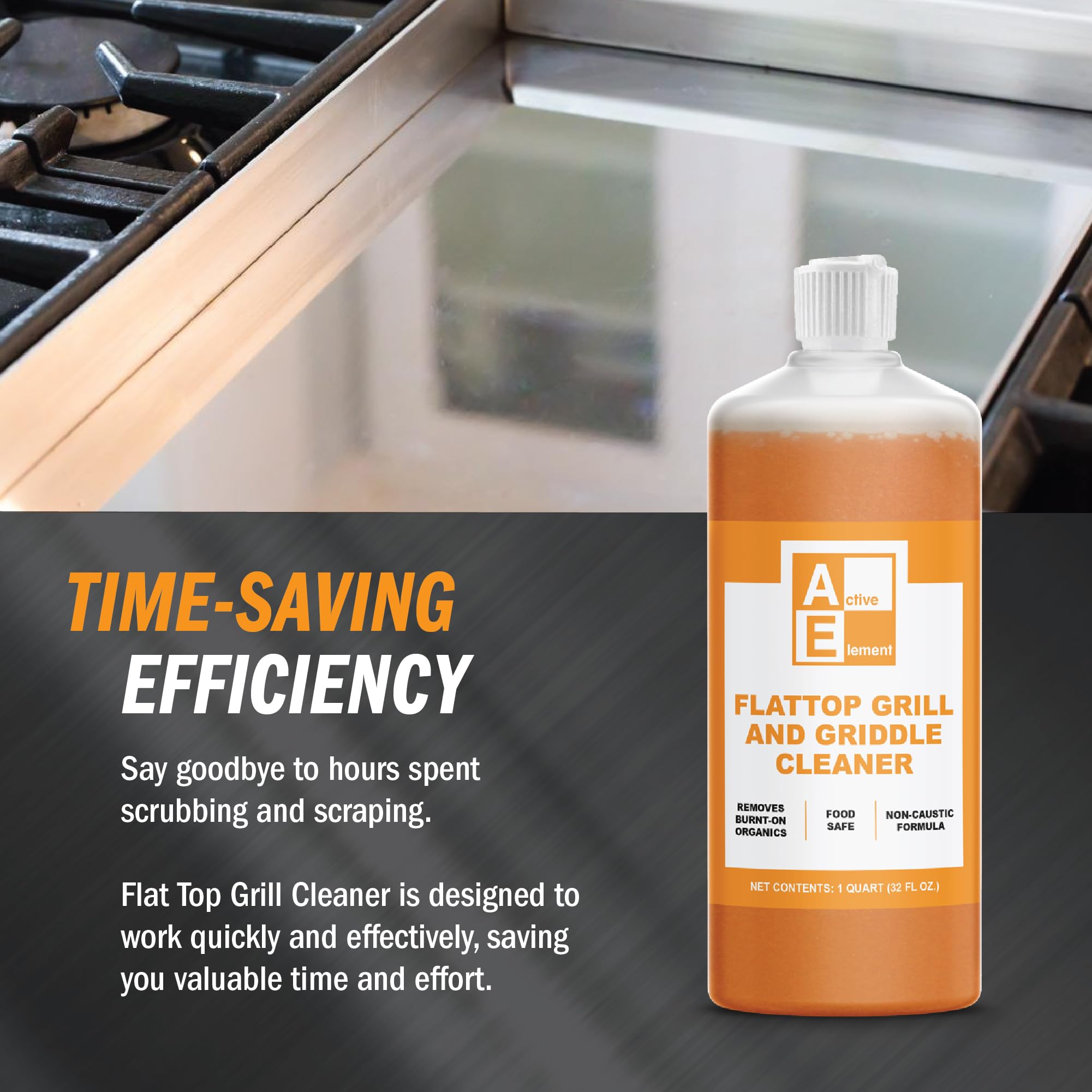 Active Element Flat Top Grill Cleaner After Use reveals spotless surface