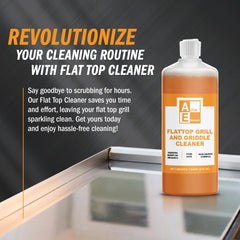 Active Element Griddle Cleaner action shot shows fast thorough grease removal on a heated surface