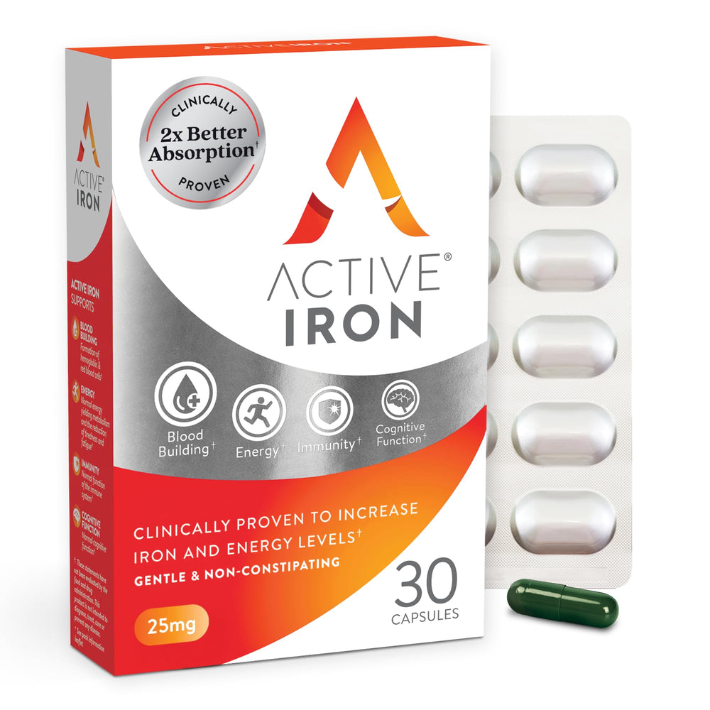 Active Iron foil-protected capsules deliver gentle iron support in a 30-count pack.