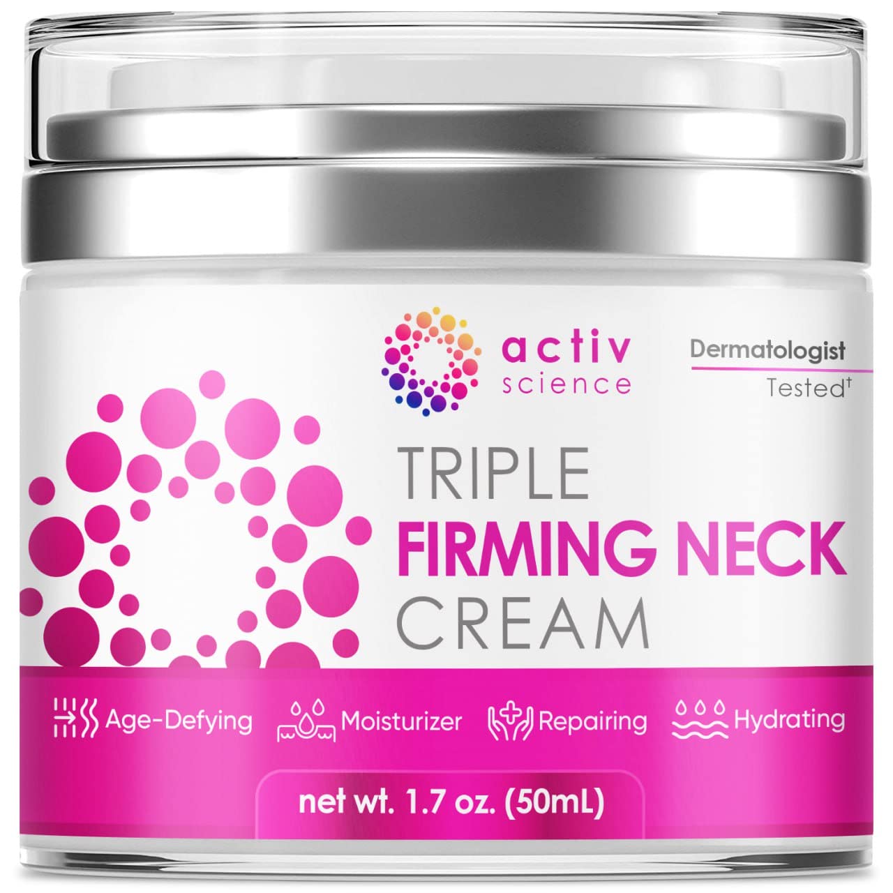 ACTIVSCIENCE neck firming cream bottle front showing premium formula