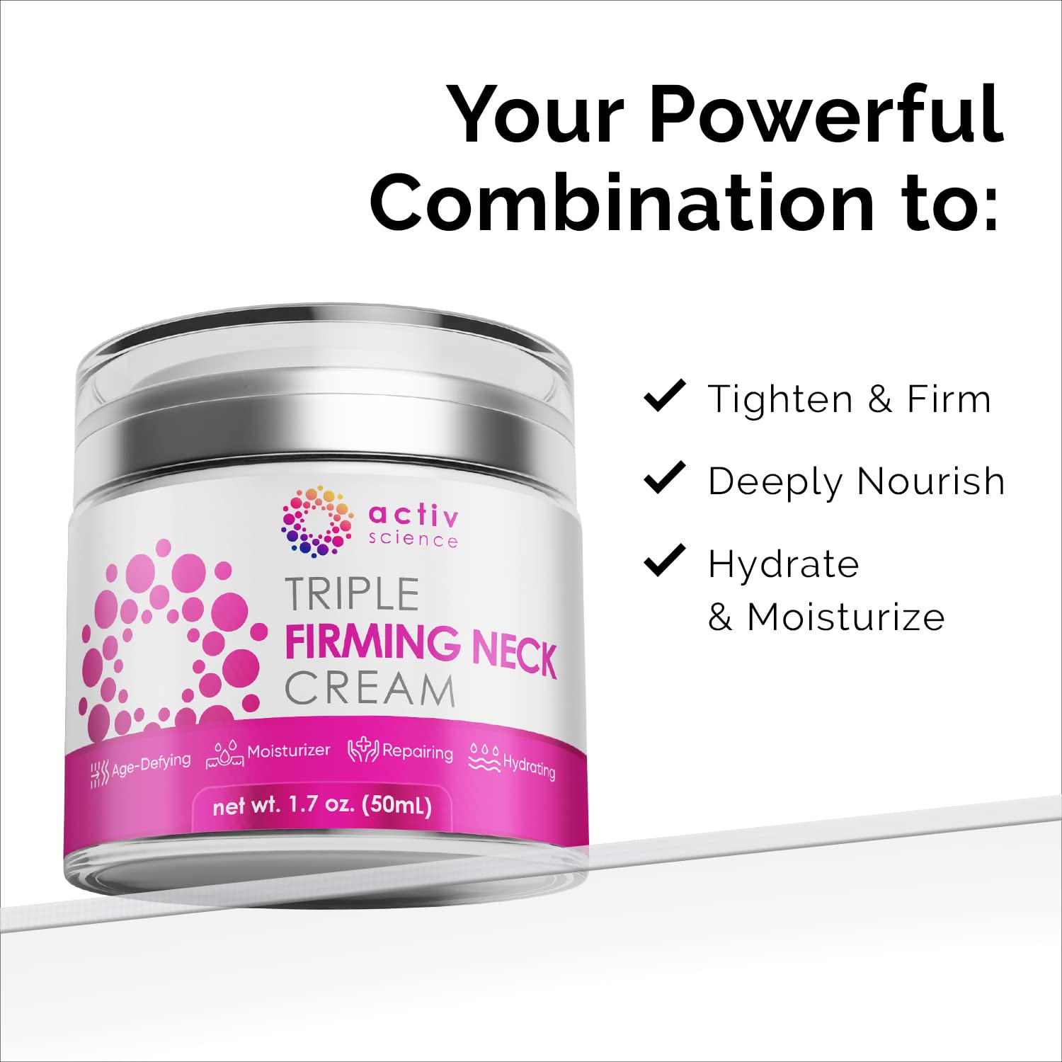 Close-up texture of ACTIVSCIENCE neck firming cream for smooth skin