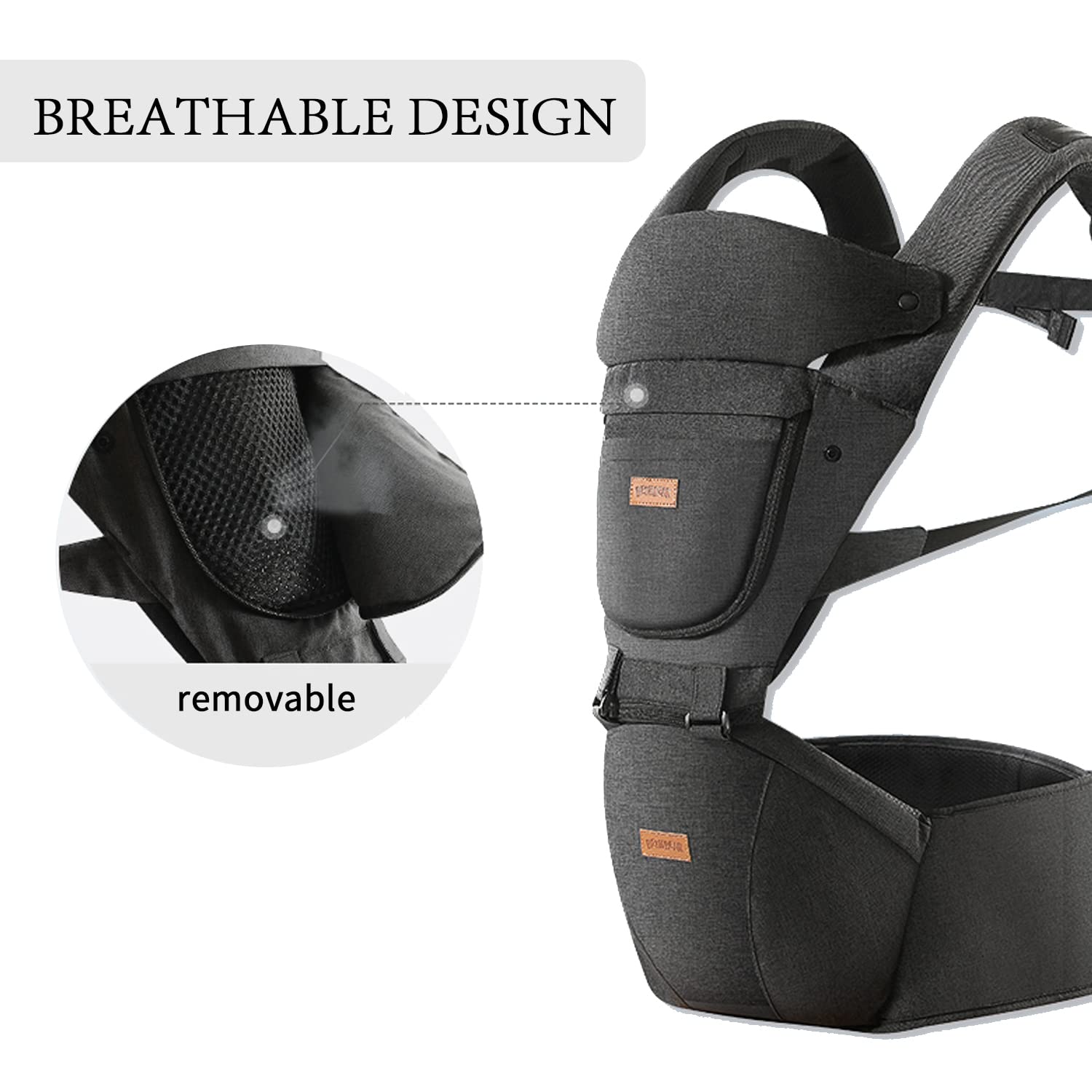 Acumas ergonomic M-design supports comfortable baby positioning.