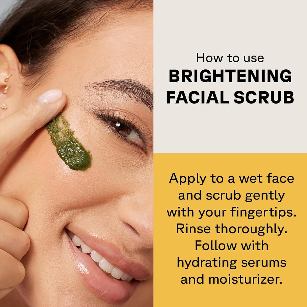 Acure Brightening Facial Scrub daily-use scene encourages a refreshing cleansing routine.