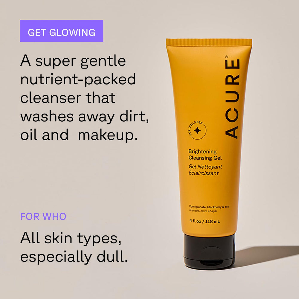 Acure Cleansing Gel lather showing daily removal of dirt and makeup