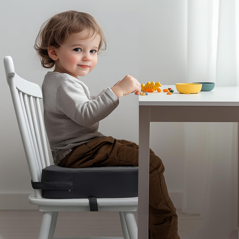 Acxseo Toddler Booster Seat folded storage-friendly for quick packing.