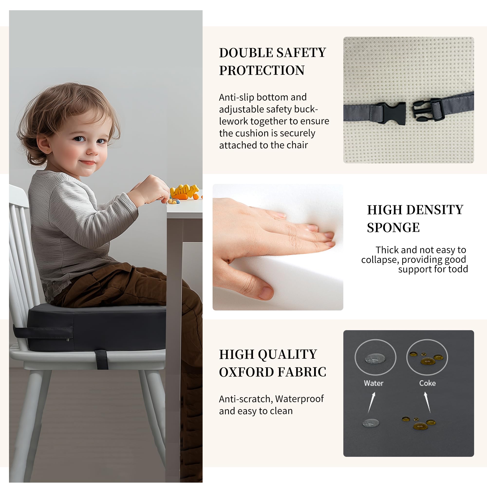 Acxseo Toddler Booster Seat portable-design ideal for restaurants and travel.