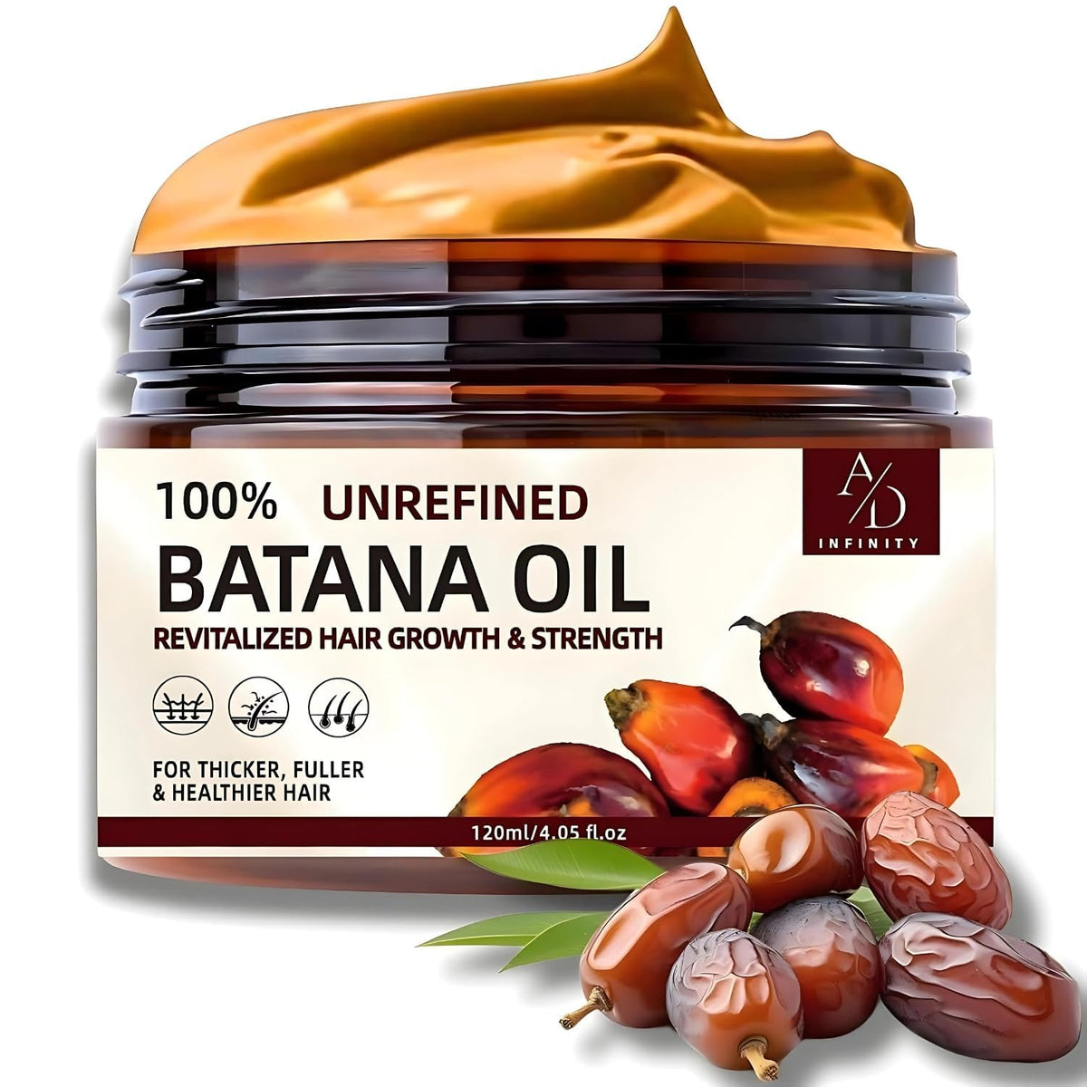 A/D Infinity Batana Oil bottle ready for daily hair nourishment.