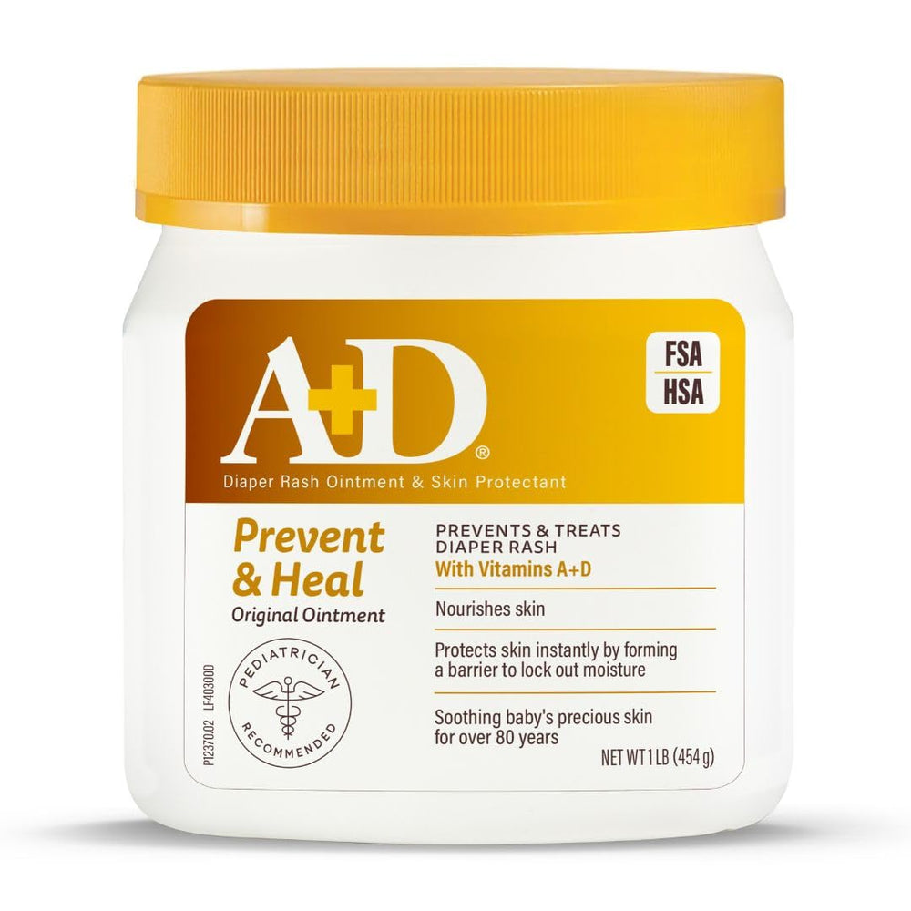 A+D Original Diaper Rash Ointment bottle showing protective barrier for delicate skin