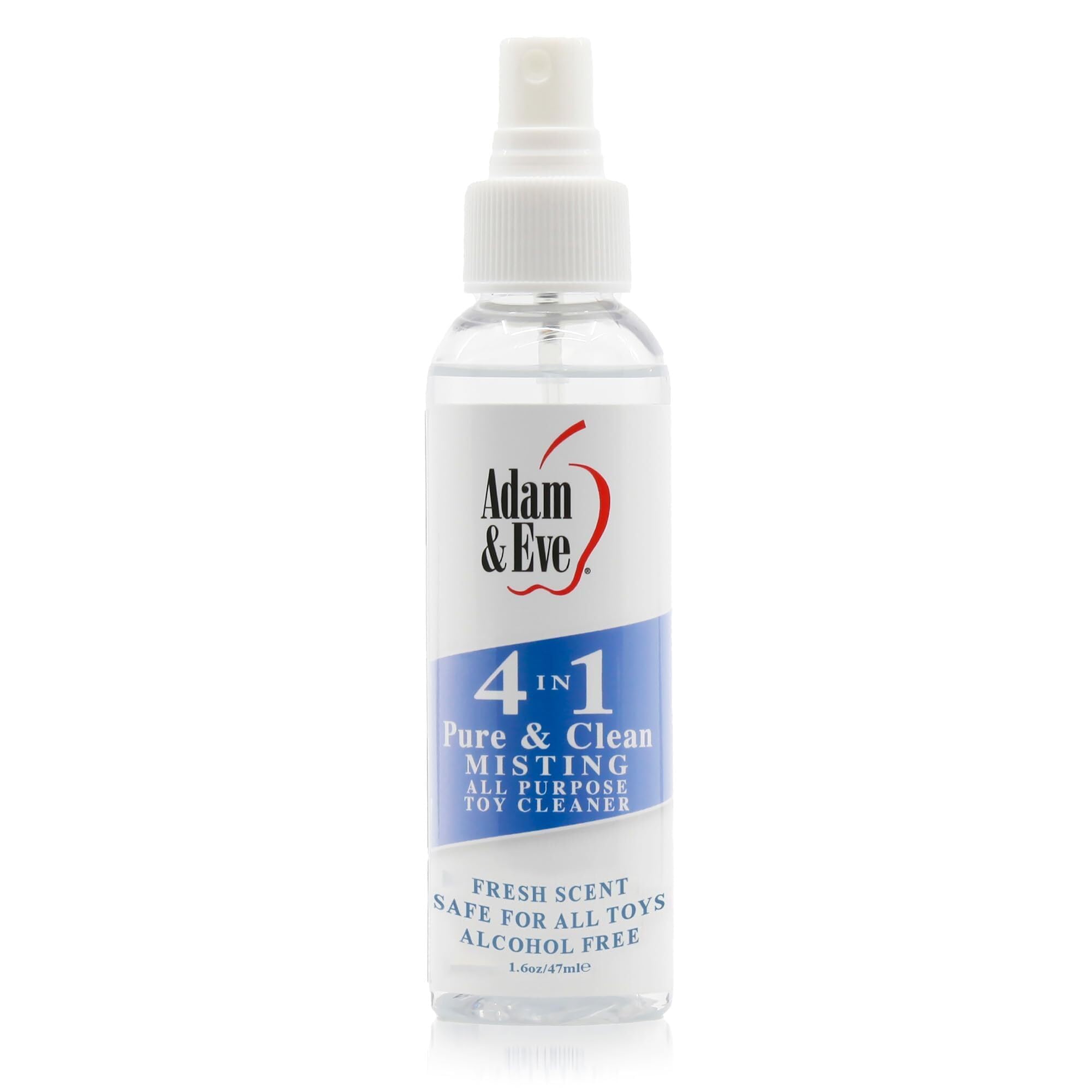 Adam & Eve 4-in-1 misting spray bottle for quick, convenient toy cleaning.