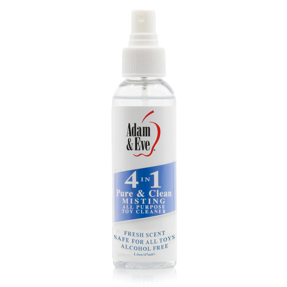 Adam & Eve 4-in-1 misting spray bottle for quick, convenient toy cleaning.