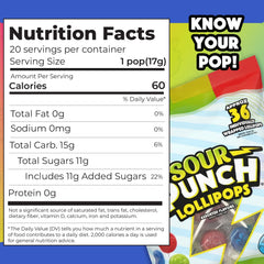 Adams & Brooks Sour Punch Lollipops blue raspberry flavor, bold tangy taste for on-the-go.