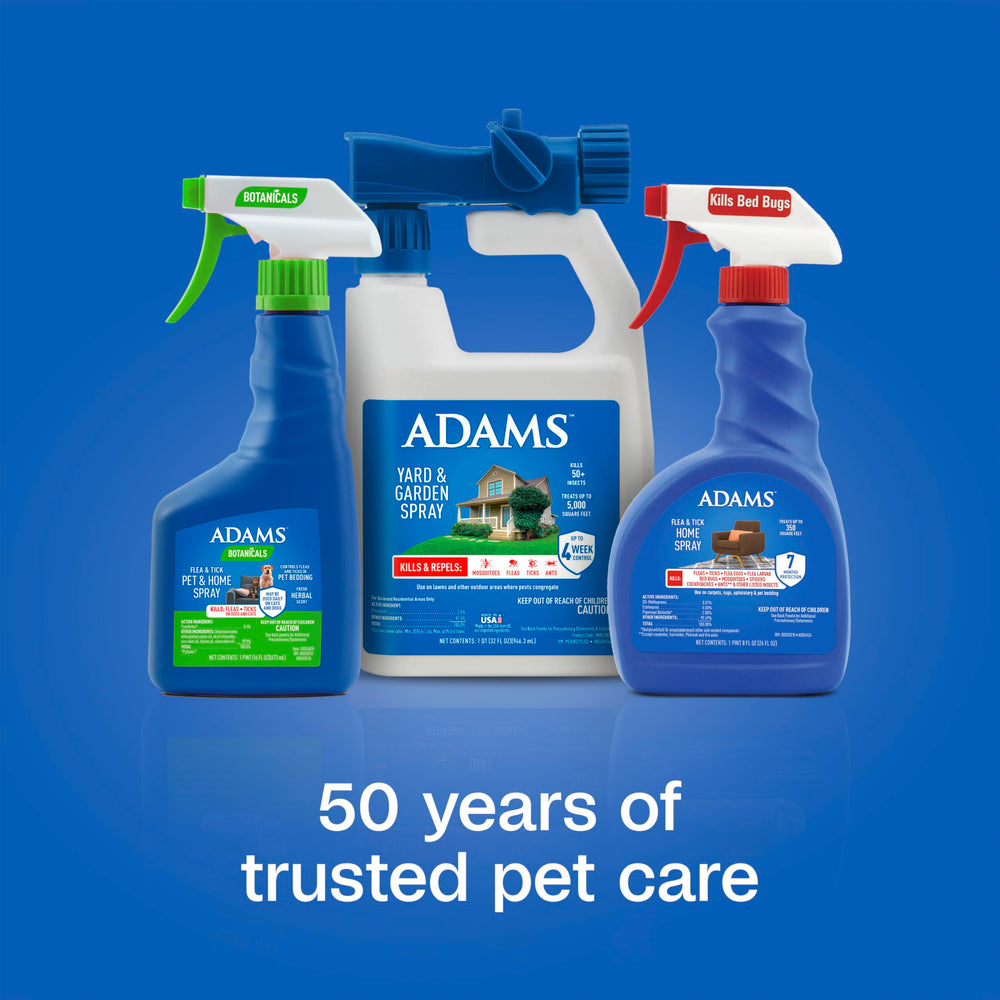 ADAMS label illustration highlights easy-to-use trigger bottle for fast targeted application