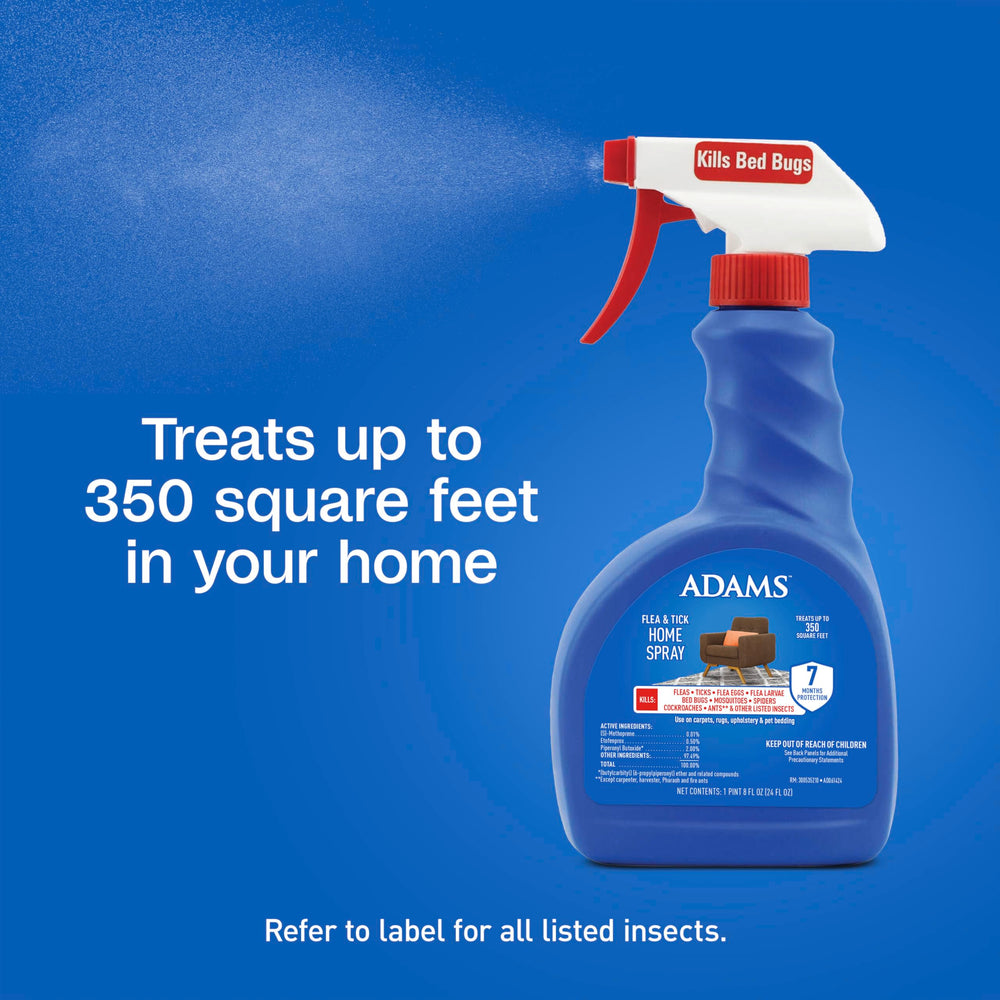 ADAMS Flea & Tick Home Spray mists over furniture for quick pest relief