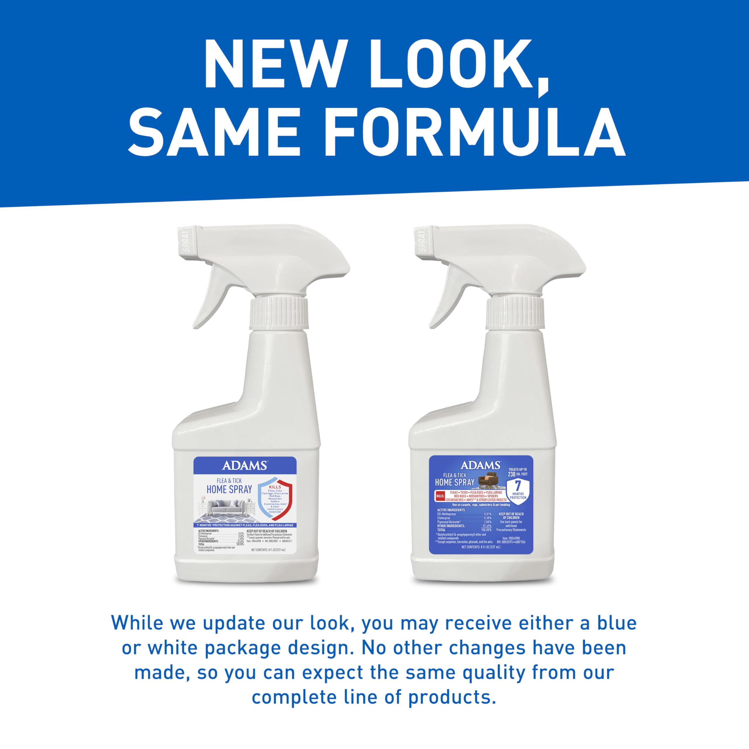 ADAMS spray action shows quick pest contact and coverage on carpets