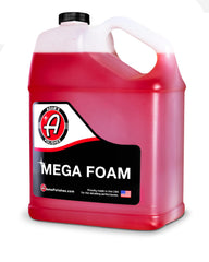 Adam's Mega Foam bottle close-up demonstrating thick, lubricating suds for safe washing.