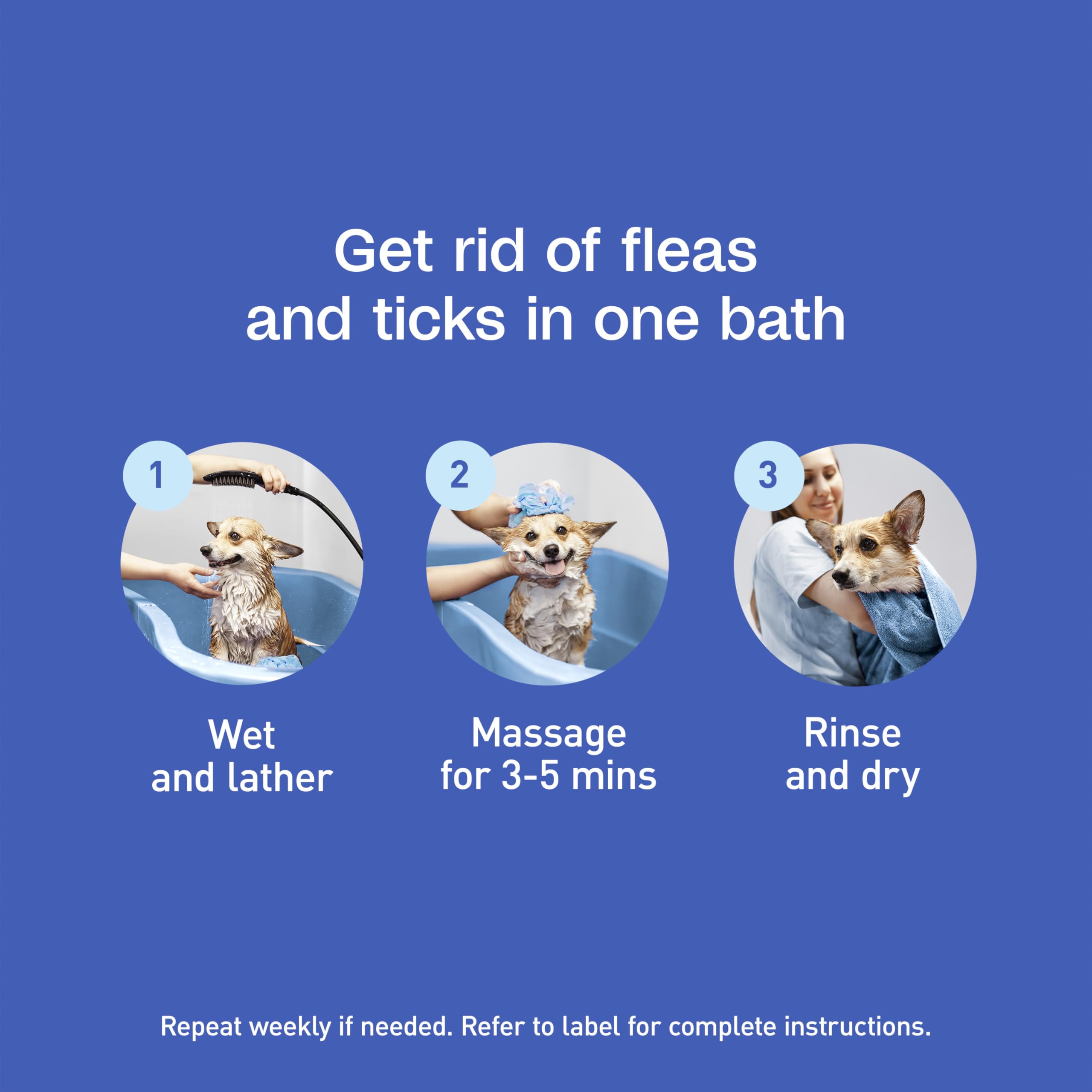 Bath time with ADAMS Plus shampoo showing creamy lather.