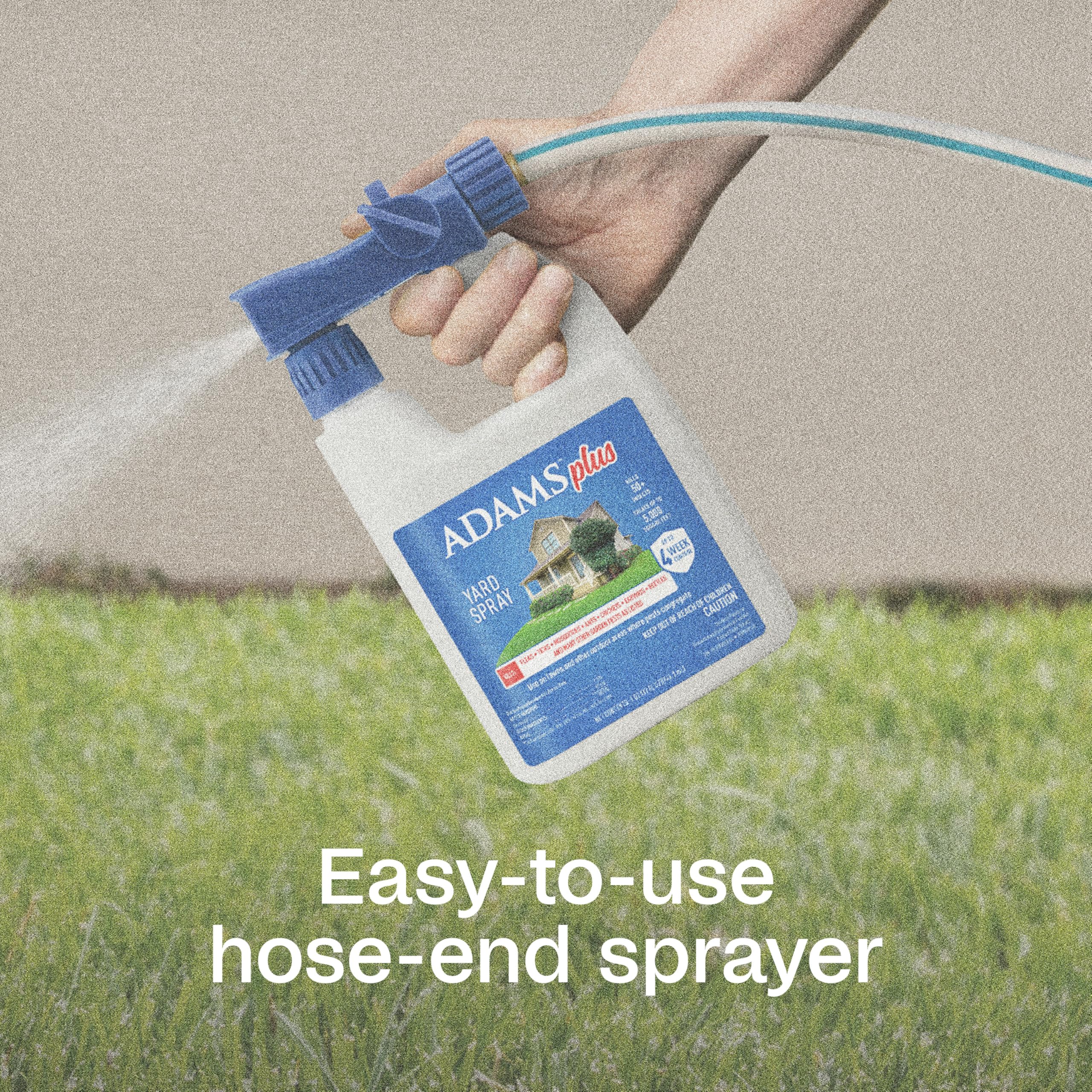 ADAMS Plus Yard Spray protects against fleas and ticks outdoors.