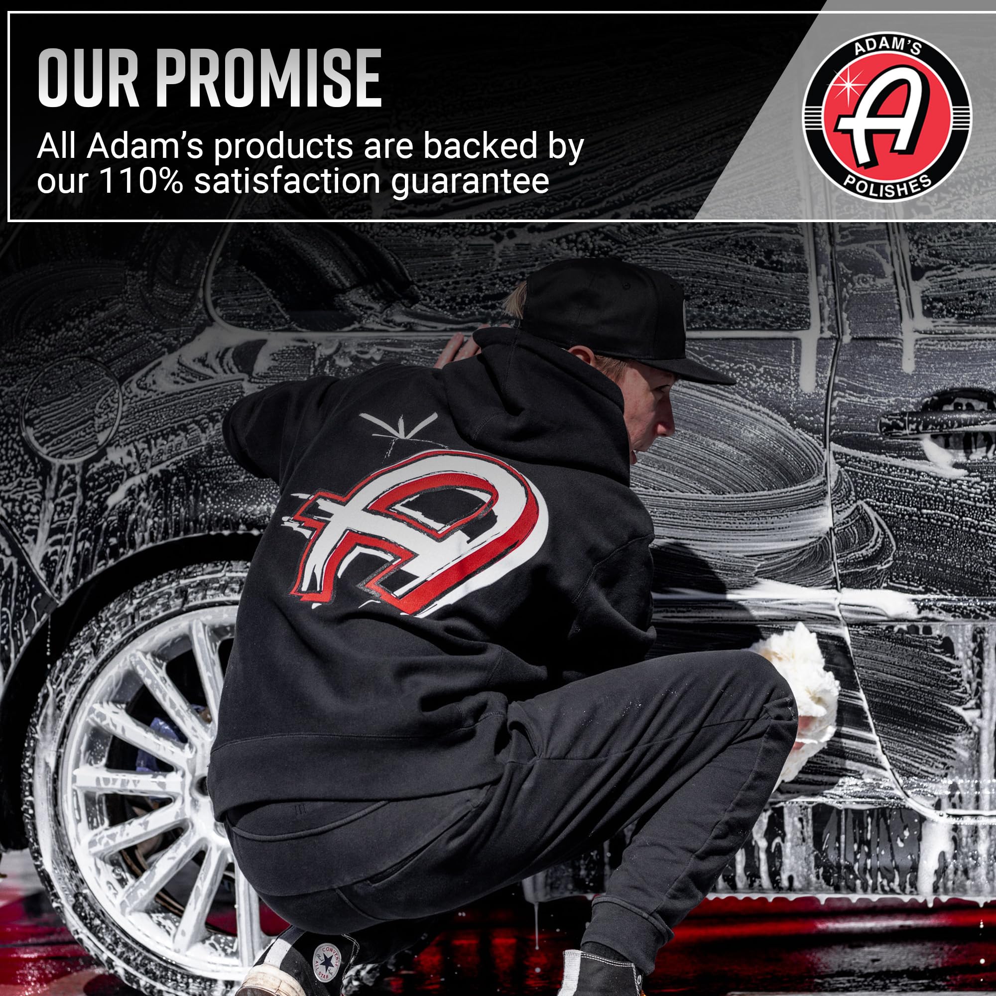 Rinse clean, leaving a spot-free finish with Adam's Polishes Car Wash Shampoo