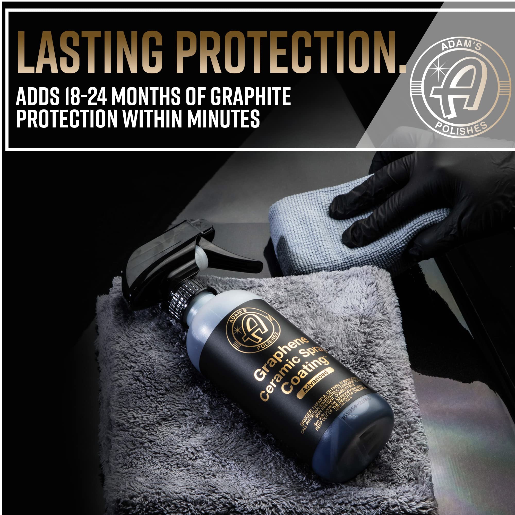 Adam's Polishes Ceramic Spray Coating on headlights and chrome trim for protection.