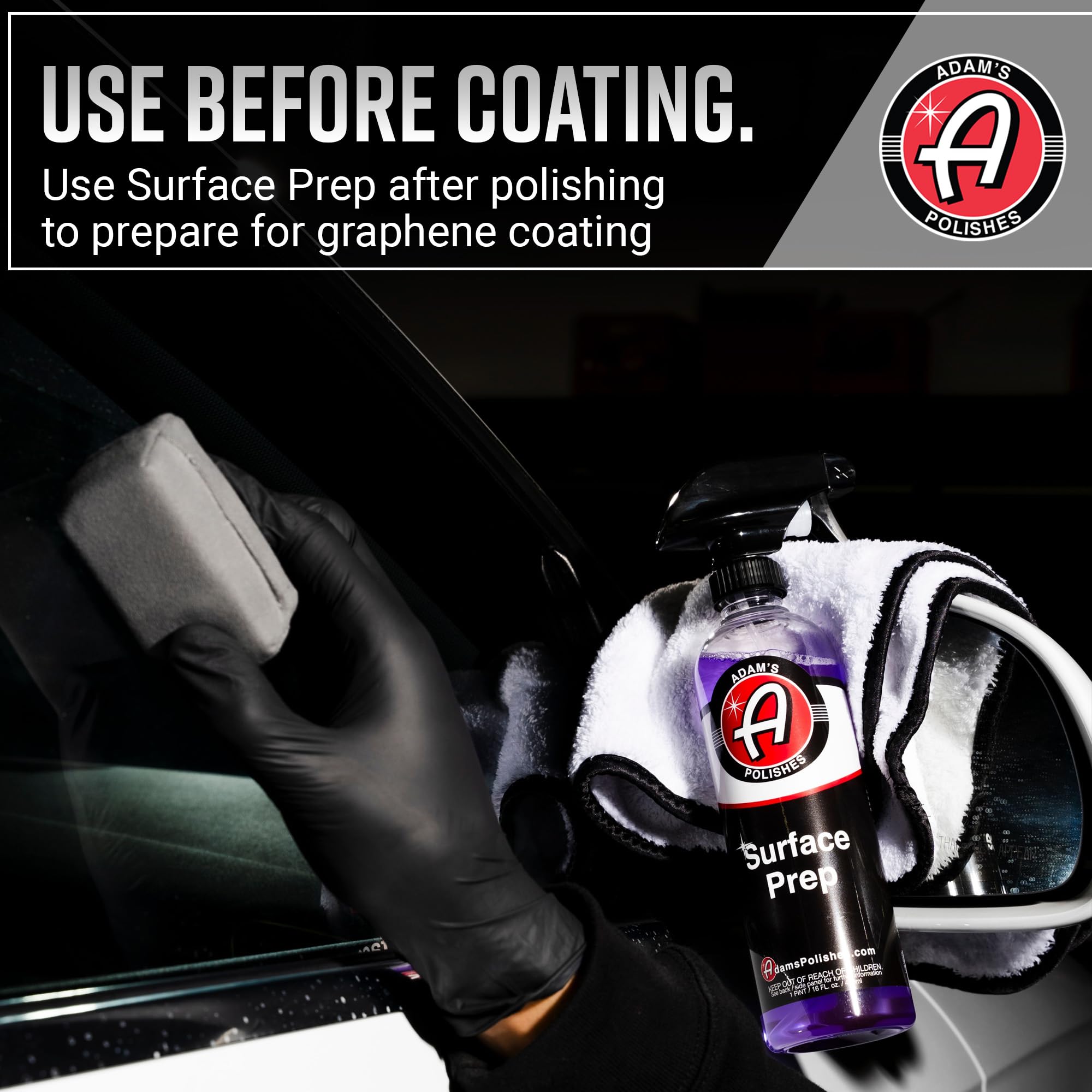 Adam's Polishes Surface Prep packaging highlights USA-made quality.