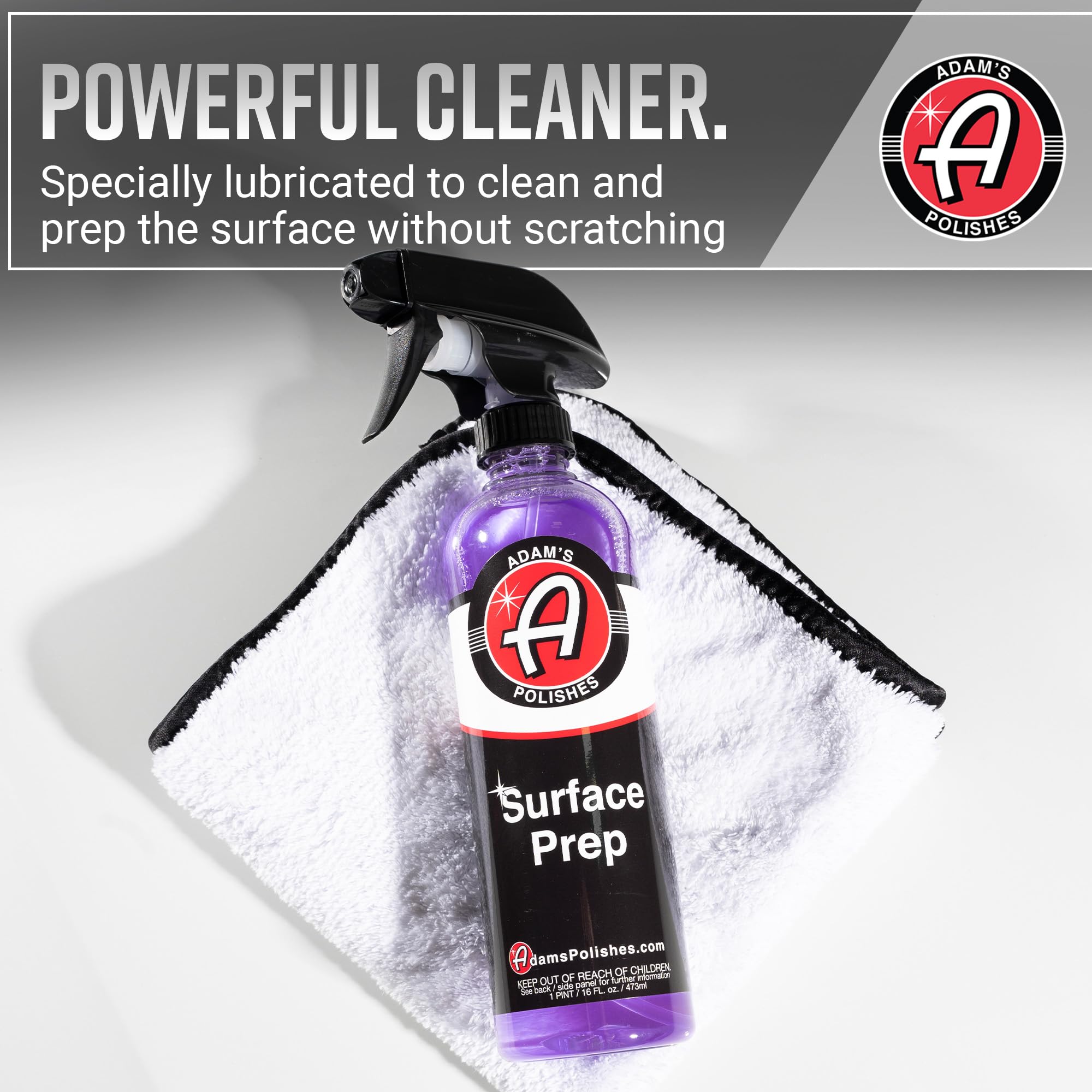 Adam's Polishes Surface Prep mist on a door panel shows residue-free clean surface.
