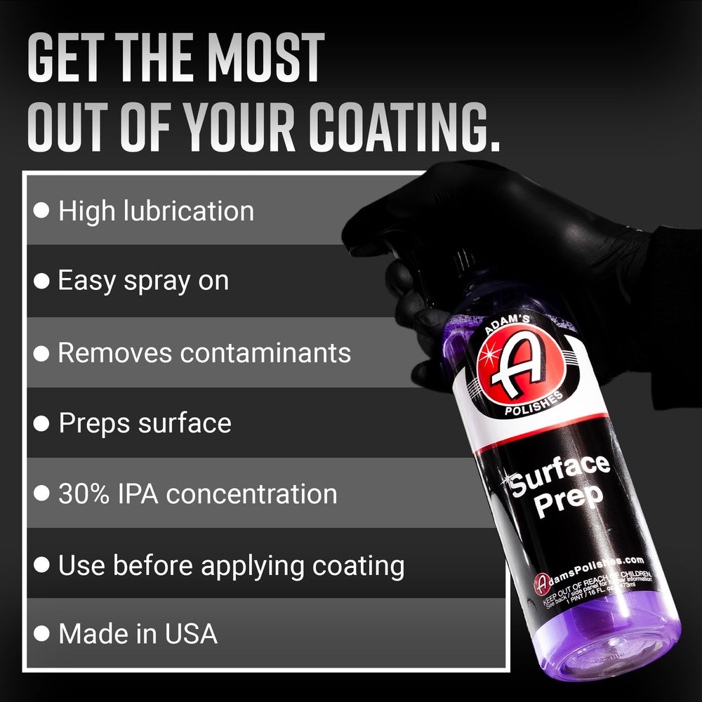 Adam's Polishes Surface Prep spray in action, for easy wipe-down pre-coat.