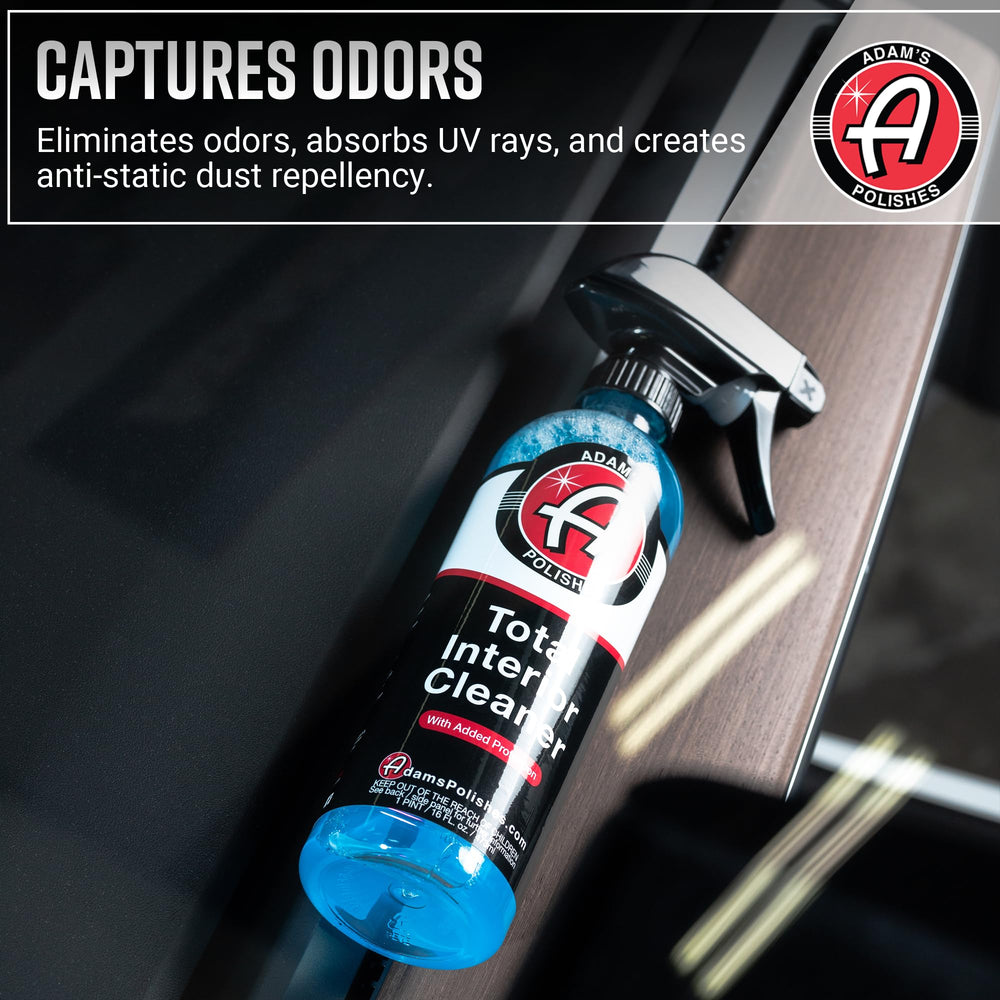 Adam's Polishes Total Interior Cleaner dash, glass, and vinyl treated with matte finish.