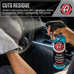 Adam's Polishes Total Interior Cleaner foam action on textiles lifts residues.