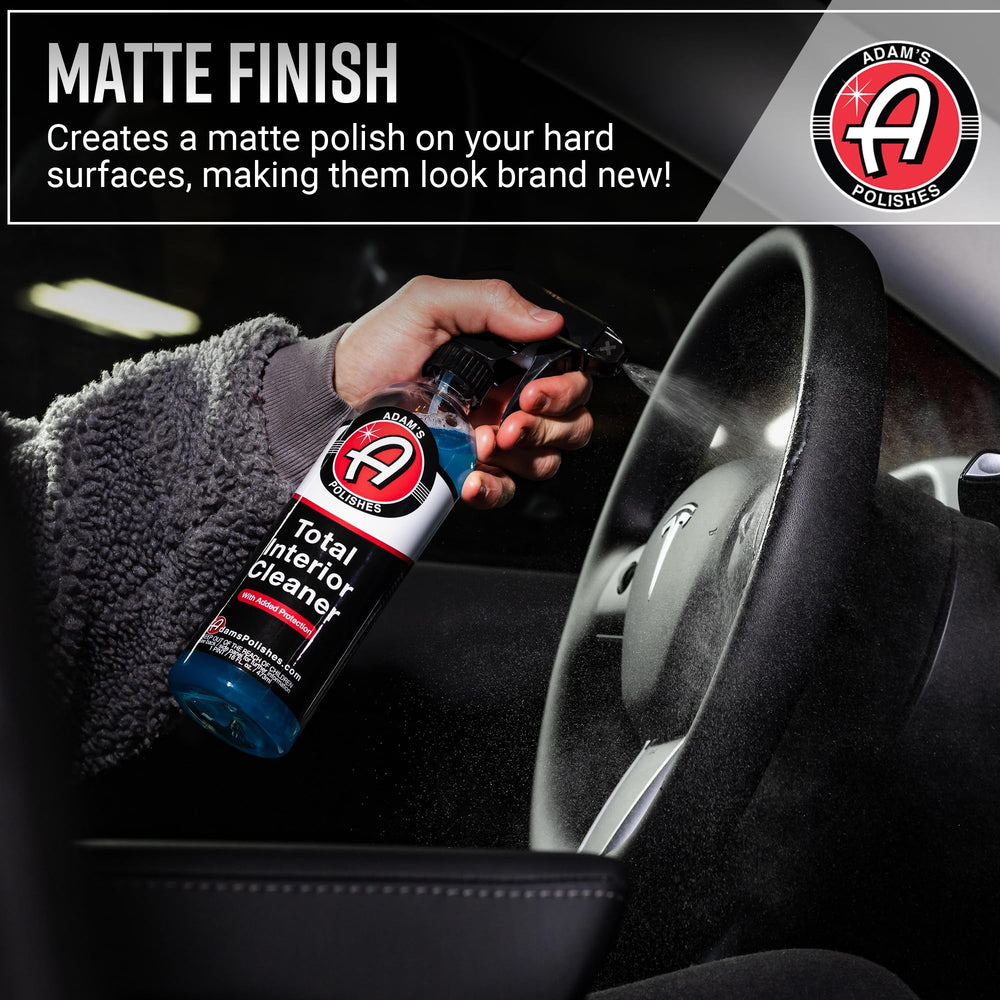 Adam's Polishes Total Interior Cleaner scent options include blueberry and vanilla.