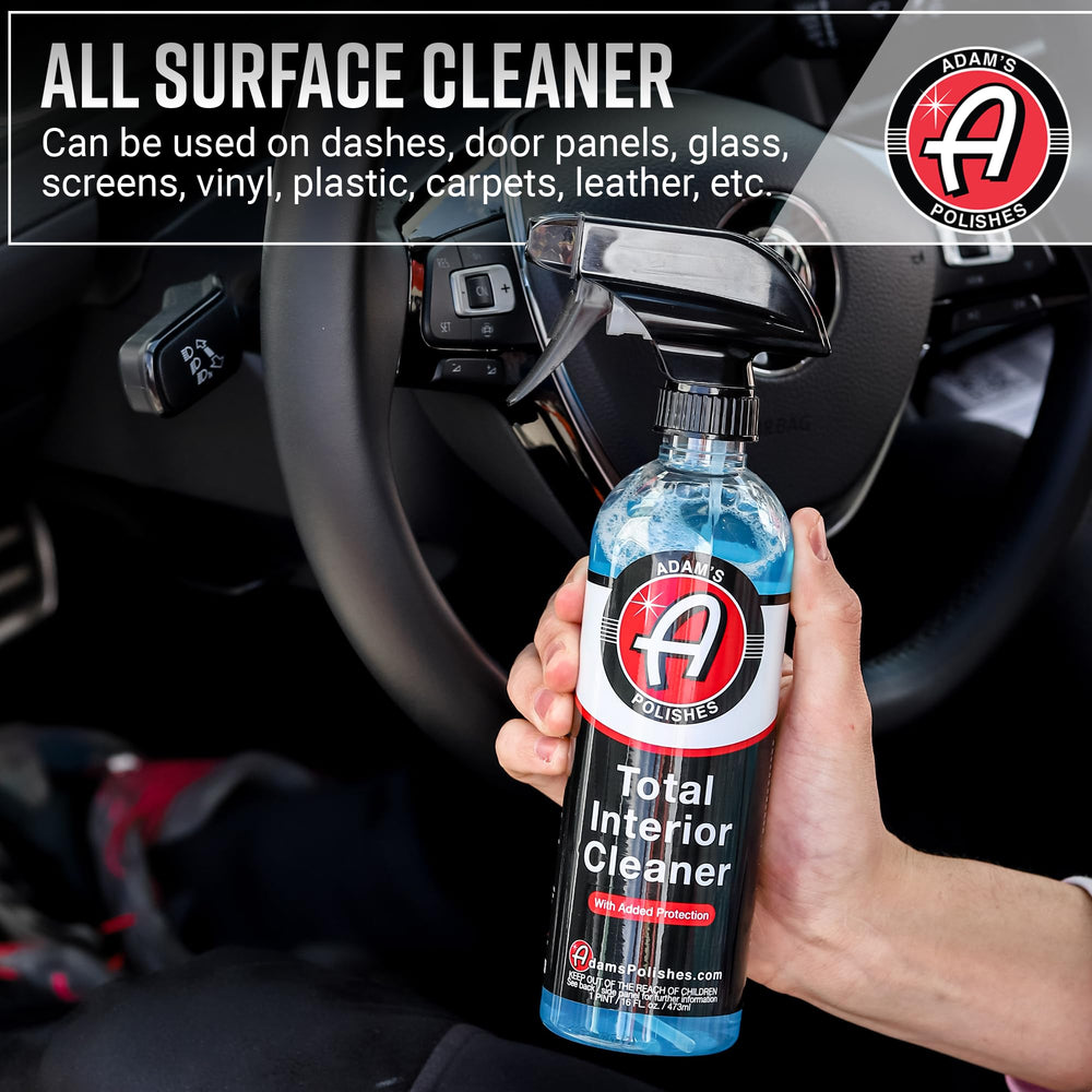 Adam's Polishes Total Interior Cleaner spray nozzle provides an easy mist for cleaning.