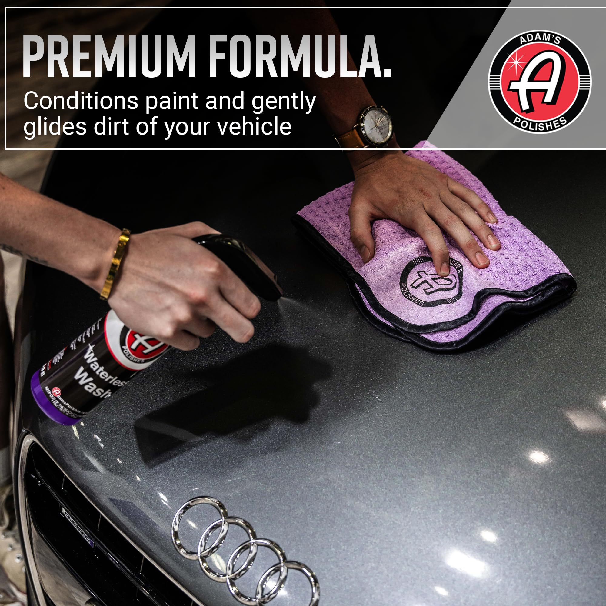 Adam's Polishes Waterless Wash no-water concept in action on finish