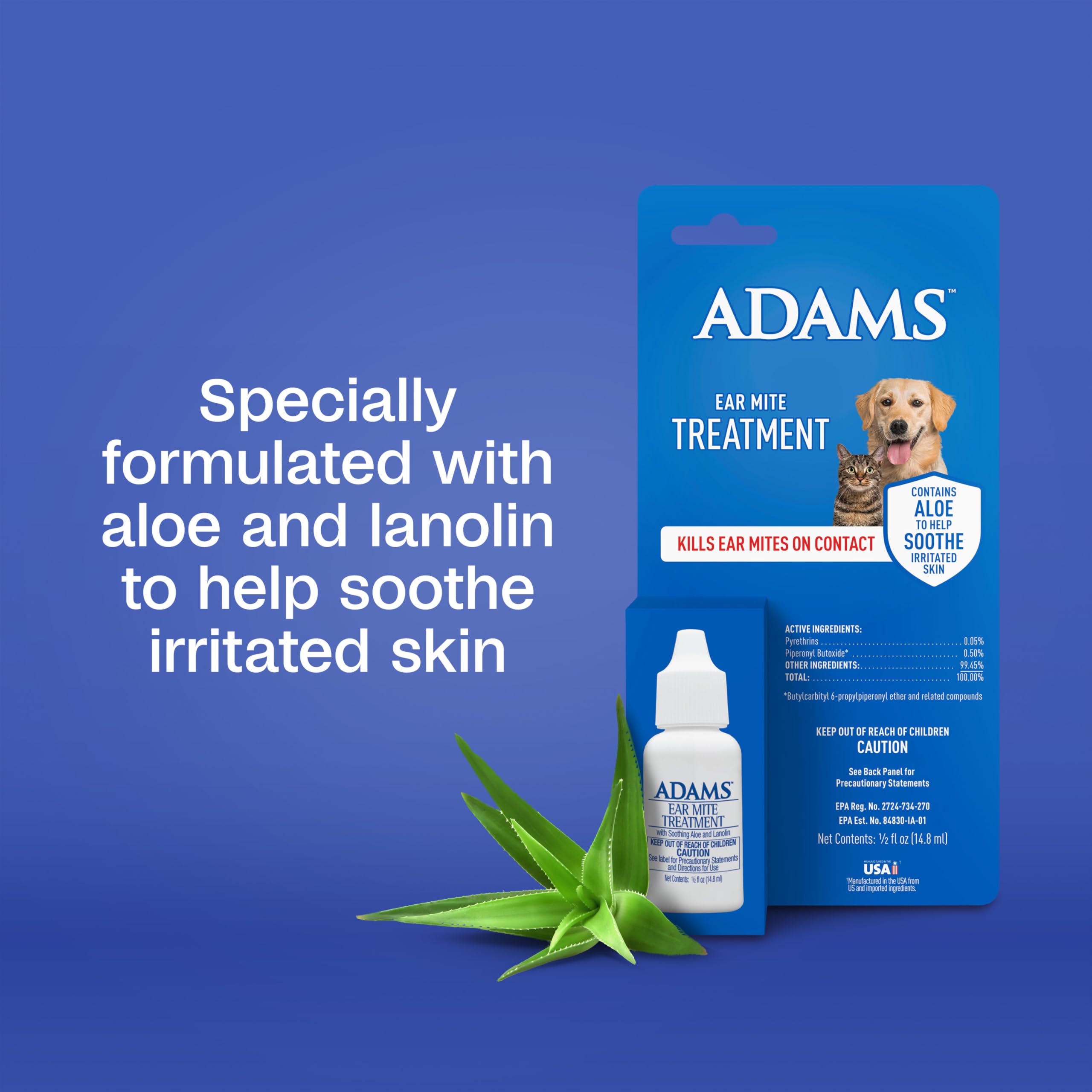 ADAMS Traitement Mite Oreille – action efficace au contact des mites d’oreille.