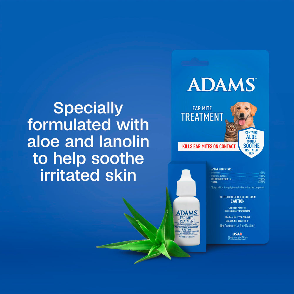 ADAMS Traitement Mite Oreille – action efficace au contact des mites d’oreille.