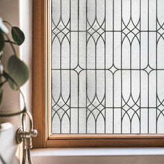 ADD.HERES Dusseldorf glass-pattern window film adds elegant privacy with soft light diffusion.